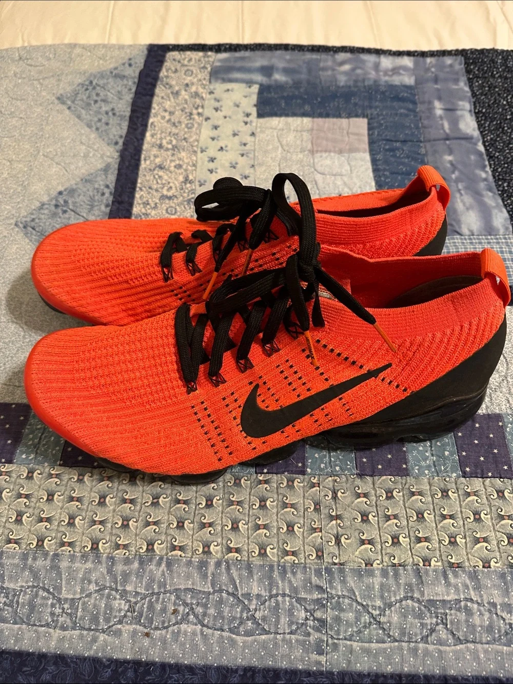 Nike VaporMax Knit Sneakers in Bright Orange and Black